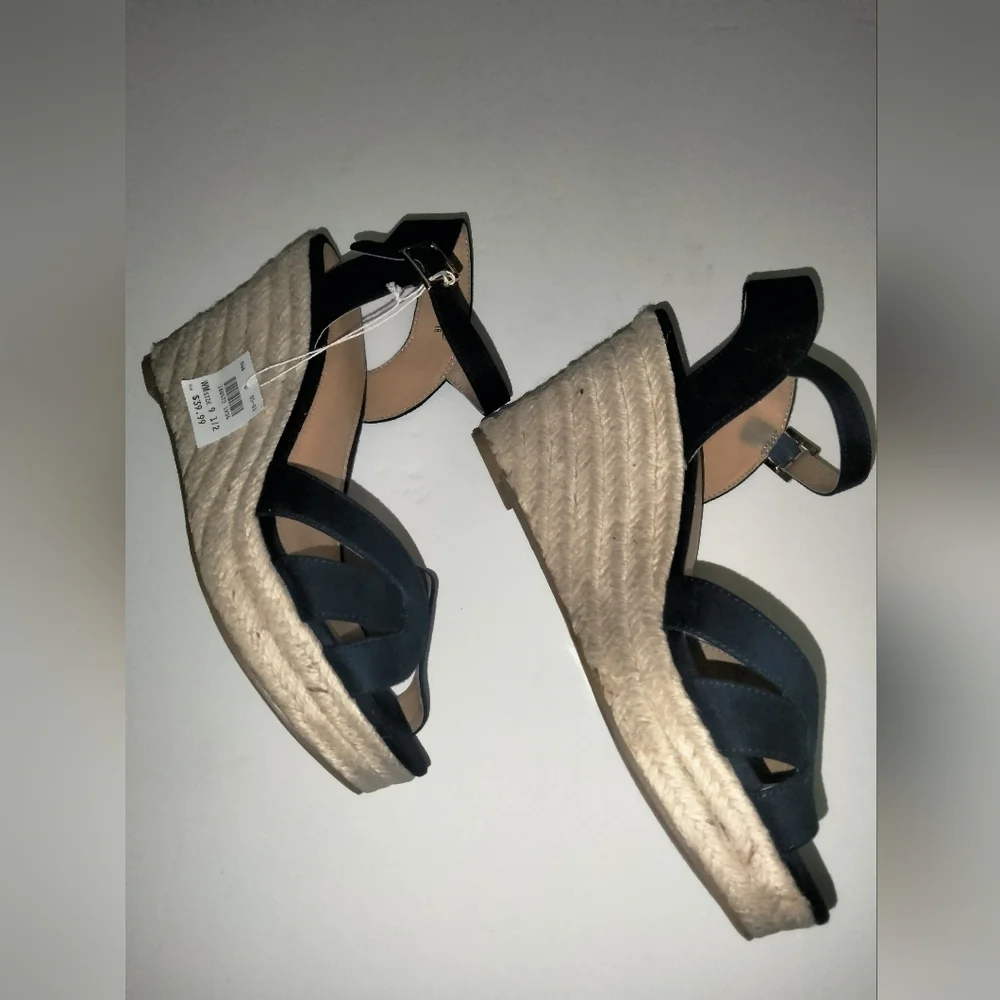 American Eagle (Size 9.5) Navy Open Toe Ankle Strap Espadrille Sandals (NEW-NWT)